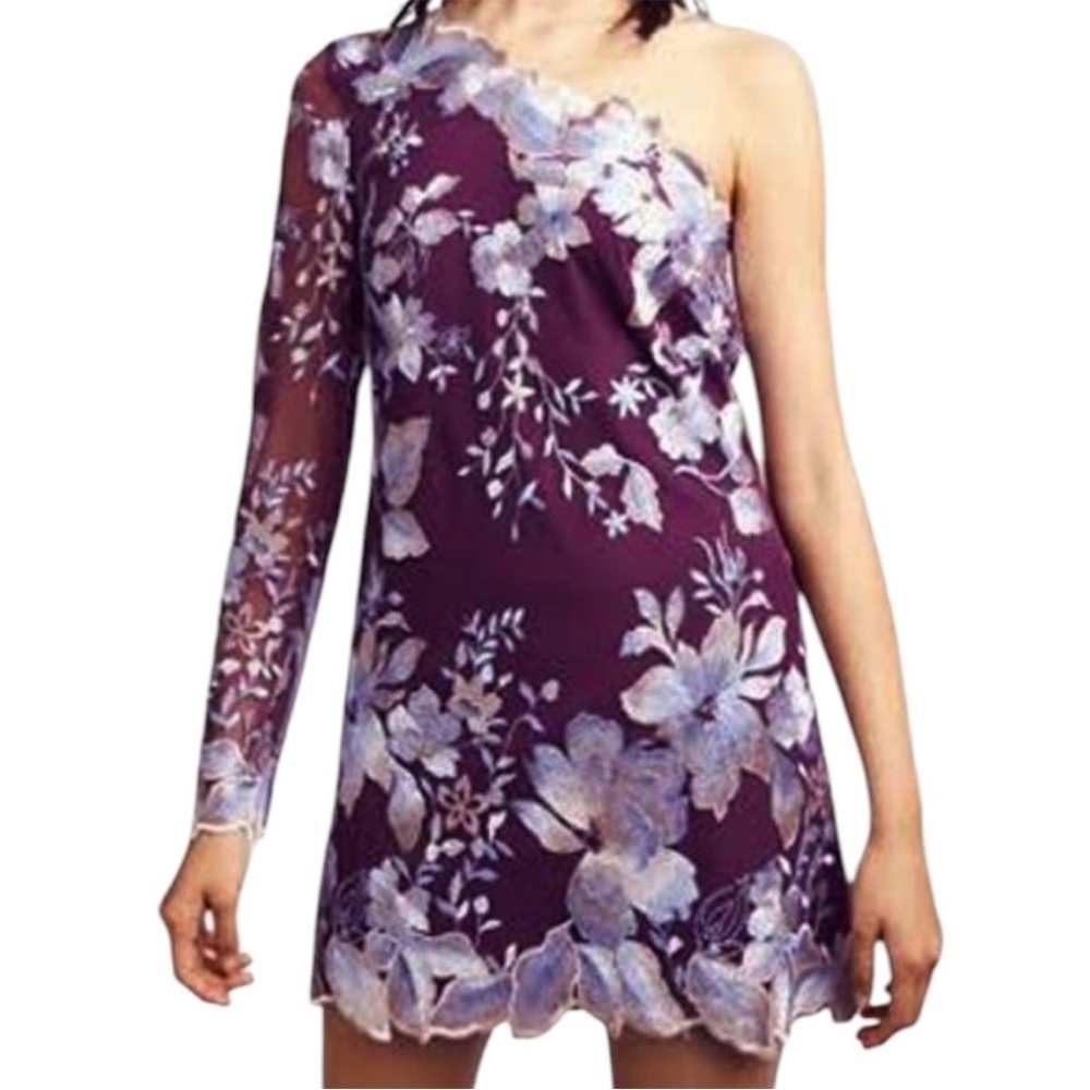 EUC Free People Floral Embroidered Dress Purple Size 4 - Picture 2 of 11